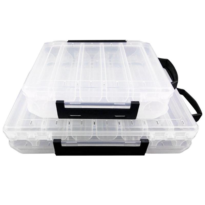 Double Sided Fishing Tackle Box Plastic Fishing Lure Bait Hook Storage Case Compartment Fishing Bait Lure Hooks Box-ebowsos