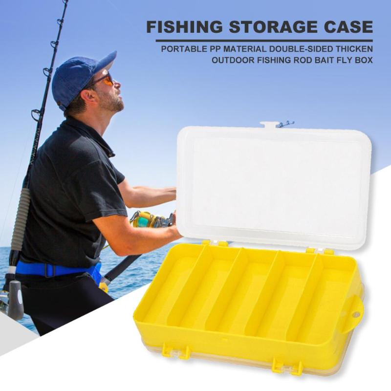 Double-sided Fishing Bait Hooks Fly Rod Storage Case with Compartments Organizer Small Portable Lightweight Easy to Carry-ebowsos