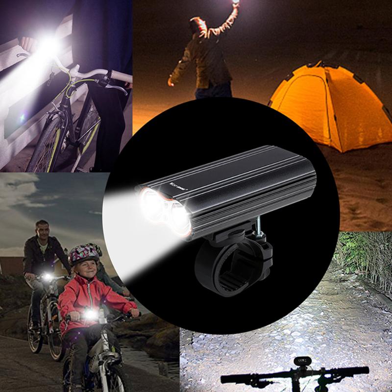 Dual T6 LED Bicycle Light 4 Modes 200LM Waterproof USB Rechargeable MTB Headlamp Front Light Flashlight Torch Taillight Cycling-ebowsos