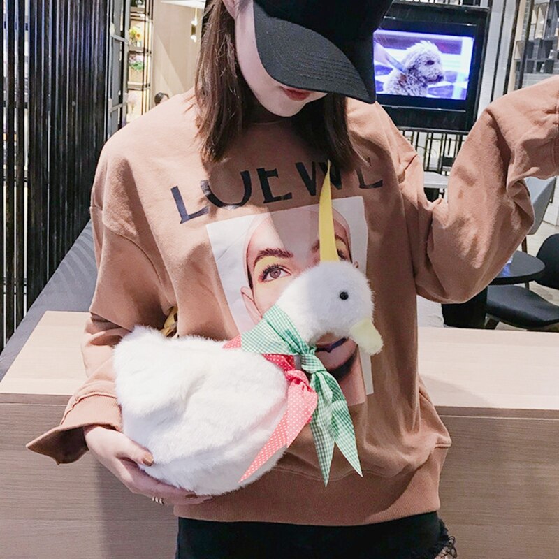 Duck Bag Cute Duck Bag Plush 39cm Mini Bag Stuffed Animal Anime Cartoon Little Girl Bags Toddler Purse Kids Shoulder Toys - ebowsos