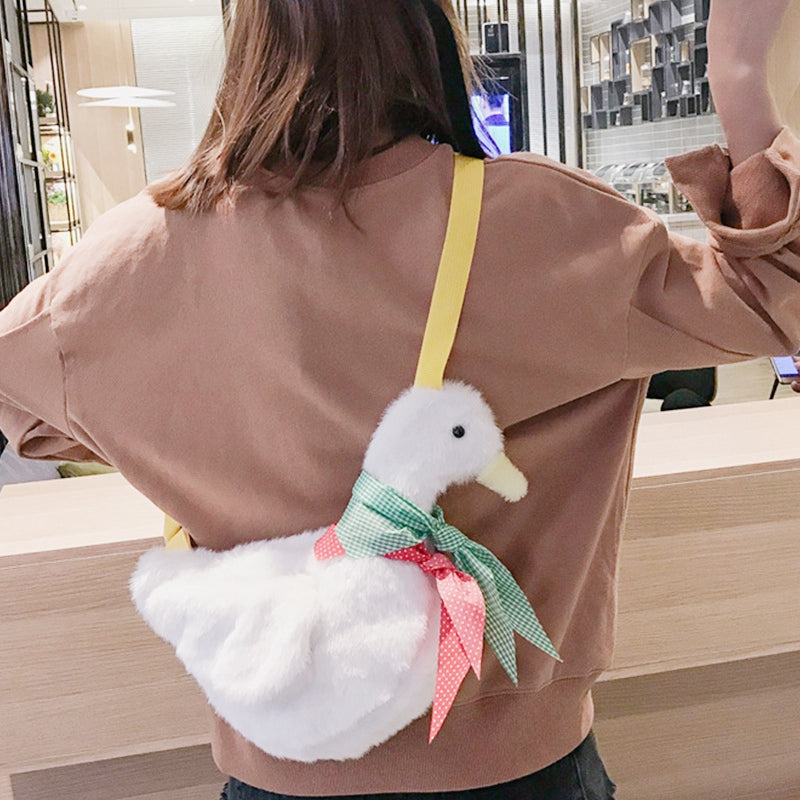 Duck Bag Cute Duck Bag Plush 39cm Mini Bag Stuffed Animal Anime Cartoon Little Girl Bags Toddler Purse Kids Shoulder Toys - ebowsos