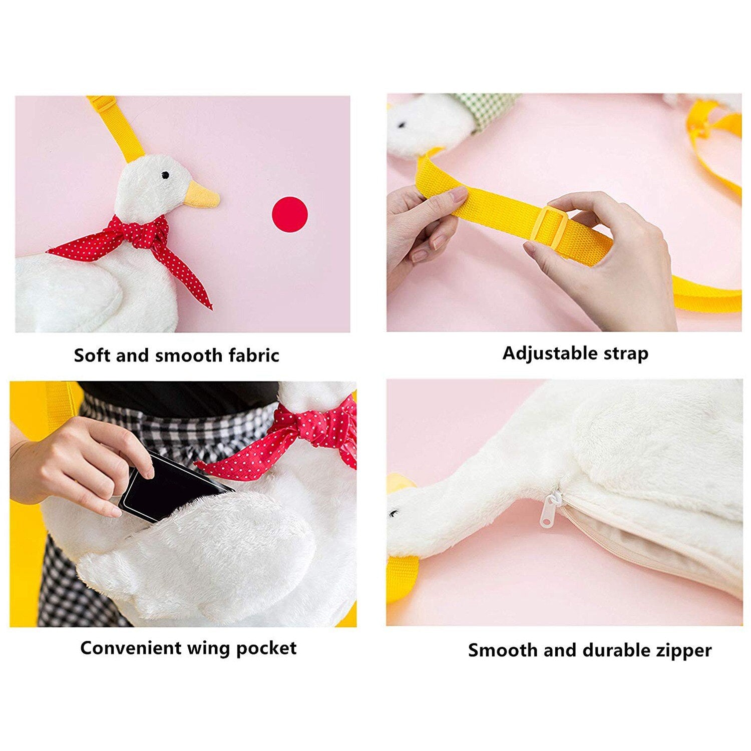 Duck Bag Cute Duck Bag Plush 39cm Mini Bag Stuffed Animal Anime Cartoon Little Girl Bags Toddler Purse Kids Shoulder Toys - ebowsos