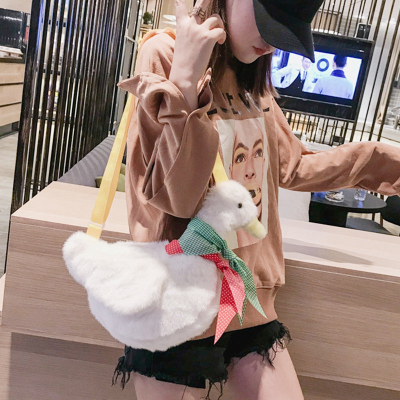 Duck Bag Cute Duck Bag Plush 39cm Mini Bag Stuffed Animal Anime Cartoon Little Girl Bags Toddler Purse Kids Shoulder Toys - ebowsos