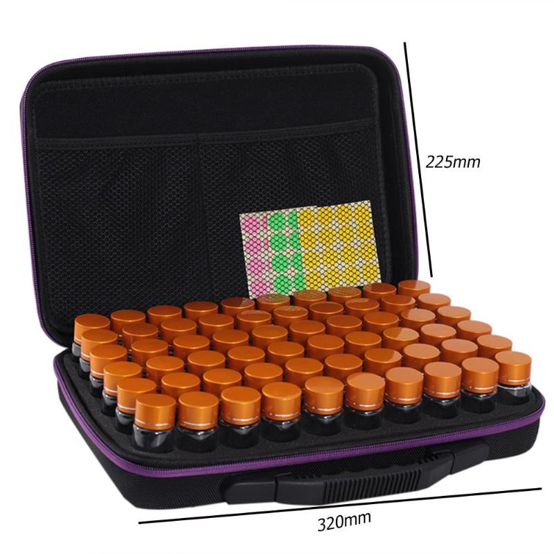 Durable 60 Bottles Diamond Embroidery Large capacity transparent Storage Box Beads Nail Cross Stitch Case Organizer Handbag - ebowsos