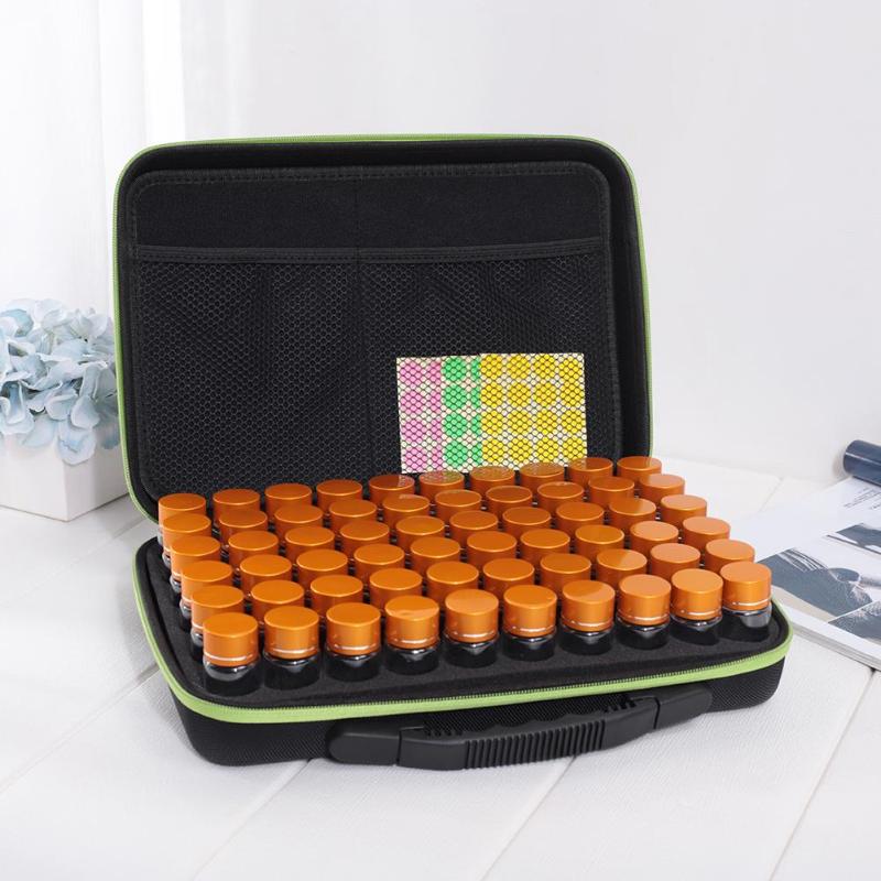 Durable 60 Bottles Diamond Embroidery Large capacity transparent Storage Box Beads Nail Cross Stitch Case Organizer Handbag - ebowsos