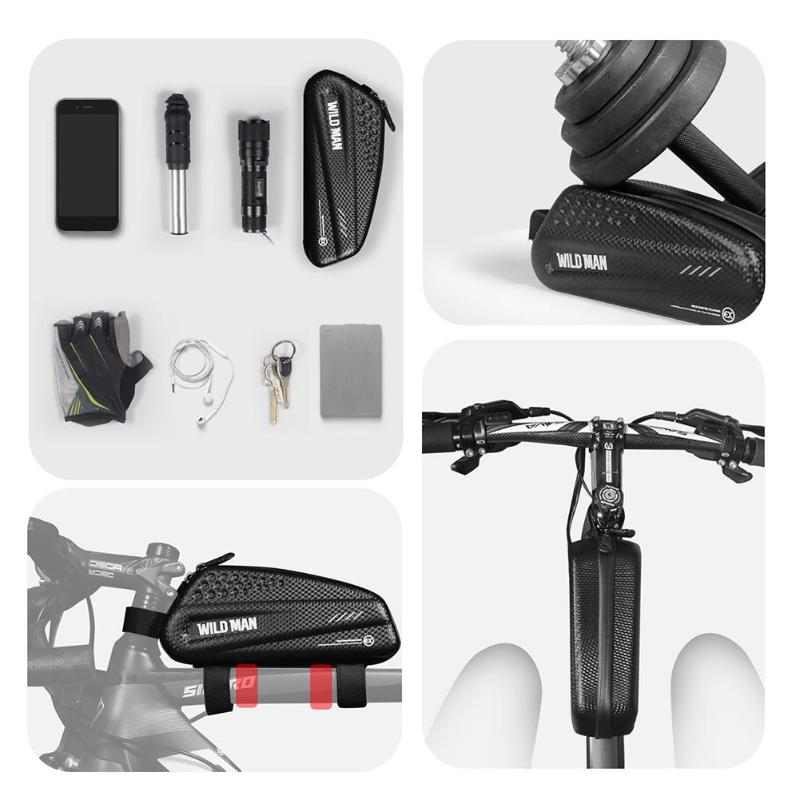 Durable Bicycle Bags Wear-resistant WILD MAN Waterproof MTB Mobile Phone Case Bike Frame Front Top Tube Saddle Bags-ebowsos