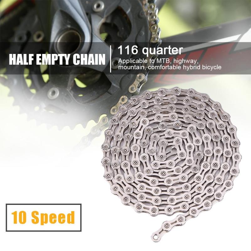 Durable Bicycle Chains Delicate Design Bicycle Chain 10 Speed Half Hollow 116 Links MTB Bike Chain Cycling Accessories-ebowsos