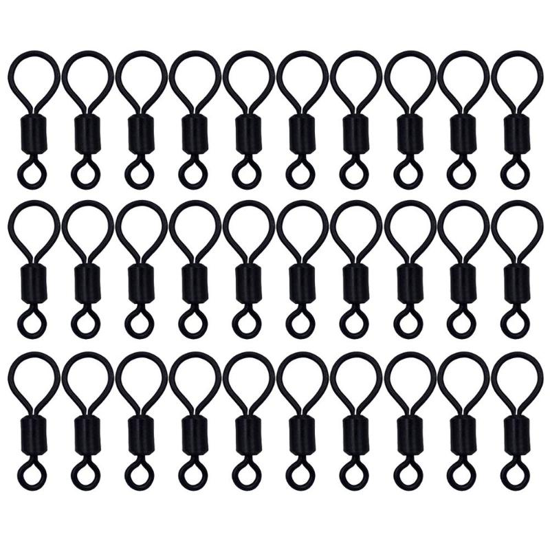 Durable Carp Fishing Stiff Rig Swivels 30pcs Carp Fishing Hook Ring Rolling Swivel for D-Rig Chod Rig Terminal Tackle-ebowsos