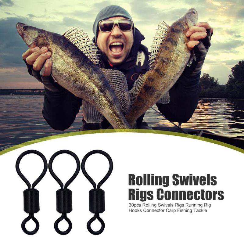 Durable Carp Fishing Stiff Rig Swivels 30pcs Carp Fishing Hook Ring Rolling Swivel for D-Rig Chod Rig Terminal Tackle-ebowsos