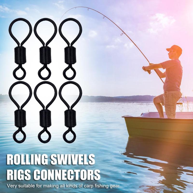 Durable Carp Fishing Stiff Rig Swivels 30pcs Carp Fishing Hook Ring Rolling Swivel for D-Rig Chod Rig Terminal Tackle-ebowsos