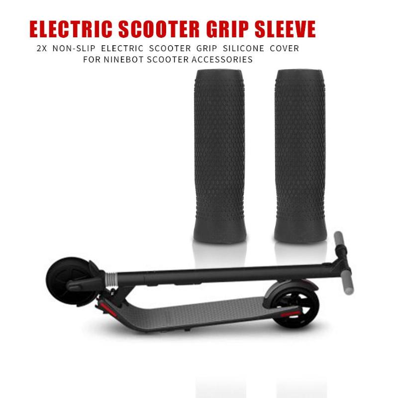 Durable Electric Scooter Handle Grip 2pcs Electric Scooter Grip Sleeve Non-slip Silicone Cover for Ninebot ES1 Black-ebowsos