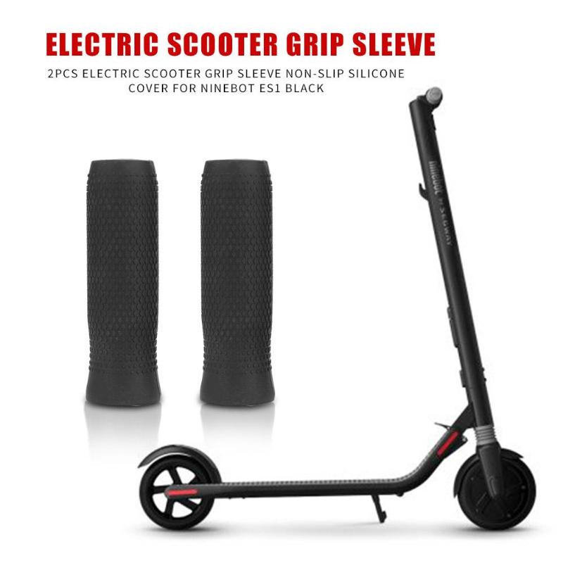 Durable Electric Scooter Handle Grip 2pcs Electric Scooter Grip Sleeve Non-slip Silicone Cover for Ninebot ES1 Black-ebowsos