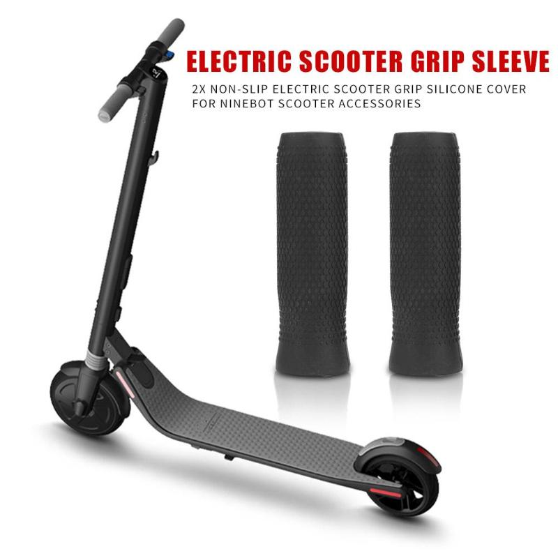 Durable Electric Scooter Handle Grip 2pcs Electric Scooter Grip Sleeve Non-slip Silicone Cover for Ninebot ES1 Black-ebowsos