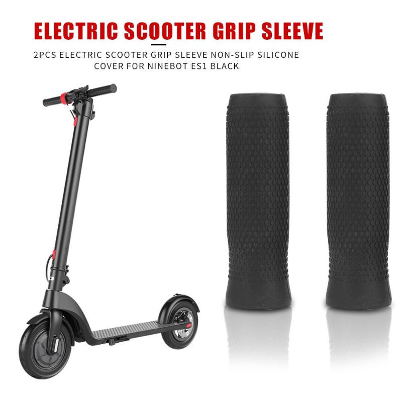 Durable Electric Scooter Handle Grip 2pcs Electric Scooter Grip Sleeve Non-slip Silicone Cover for Ninebot ES1 Black-ebowsos