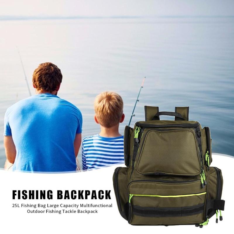 Durable Fishing Backpack Easy to Carry Multifunction Backpack 25L Large Capacity Outdoor Fishing Tackle Accessories Bag-ebowsos