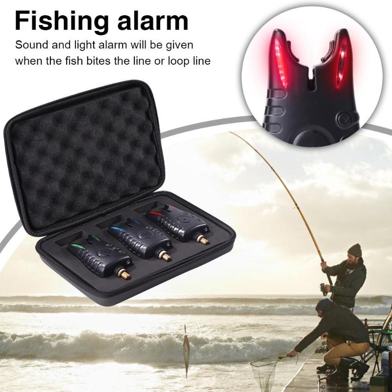 Durable Fishing Bite Alarm Classic Delicate 3pcs Digital LED Fishing Bite Alarm Adjustable Volume Sensitivity Fishing Tackle-ebowsos