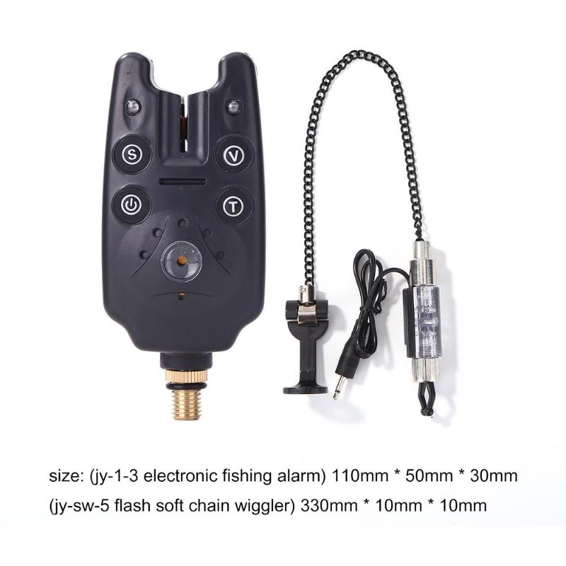 Durable Fishing Bite Alarm Classic Delicate Carp Fishing Bite Alarm+Flash Soft Chain Swinger Hanger Indicator Fishing Tackle-ebowsos