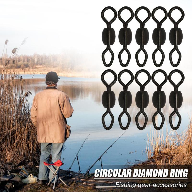 Durable Fishing Lead Clips Classic Delicate 10/20pcs Ball Bearing Swivels Solid Ring Rolling Connector Carp Fishing Tackle-ebowsos