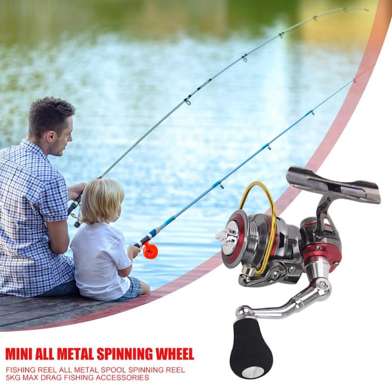 Durable Fishing Reels Delicate Design Mini All Metal Spinning Reel 5.0:1 5kg Max Drag Spinning Reel Ice Fishing Tackle-ebowsos