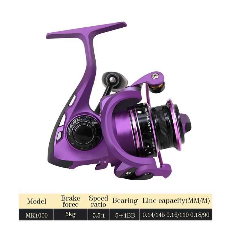 Durable Fishing Reels Delicate Texture MK1000 All Metal Spinning Fishing Reel Left/Right Hand 5kg Max Drag Spool Reel-ebowsos