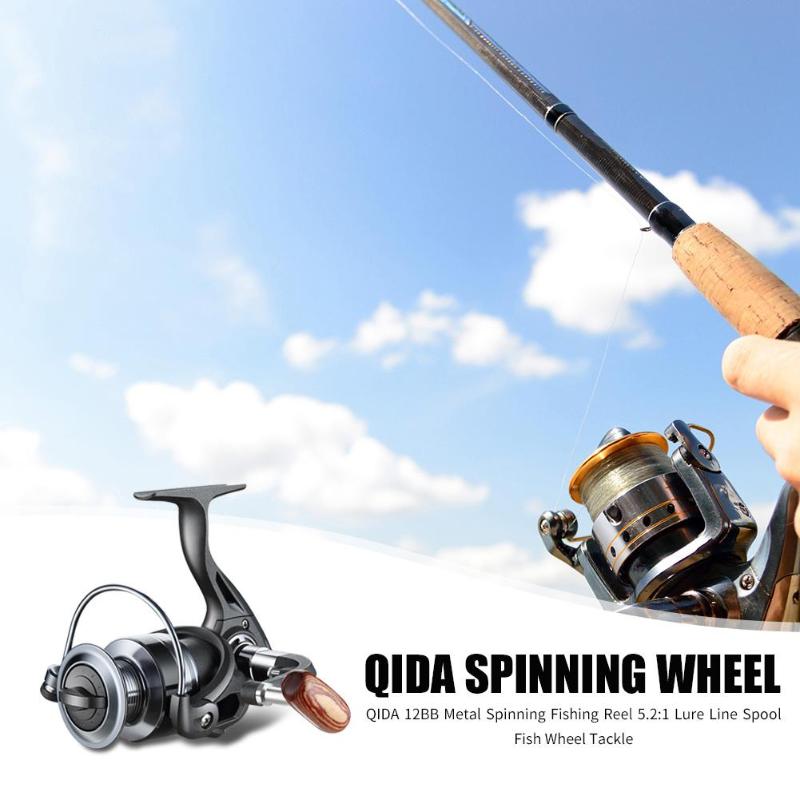 Durable Fishing Reels Easy Installation Folding Rocker Coil Spinning Fishing Reel 12BB 5.2:1 Speed Ratio Fish Reels-ebowsos