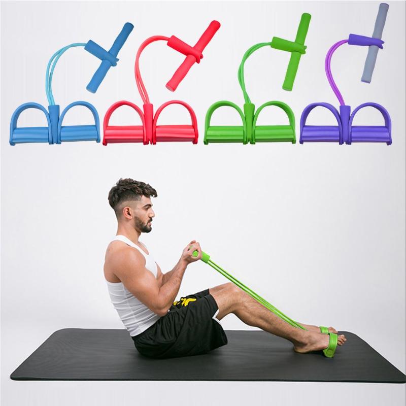 Durable Foot Pedal Pull Rope Delicate Design 2 Tube Resistance Band Pedal Exerciser Sit-up Pull Rope Yoga Pilates Equipment-ebowsos