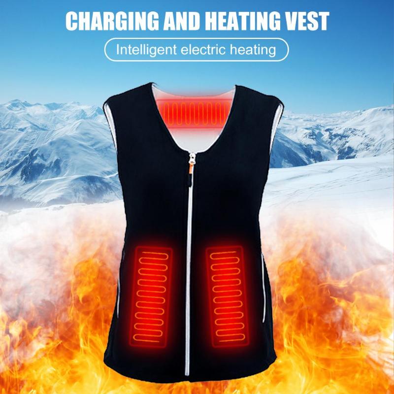 Durable Hiking Vests Portable Delicate Design USB Rechargeable Heated Vest V Neck Winter Heating Waistcoat for Outdoor Camping-ebowsos