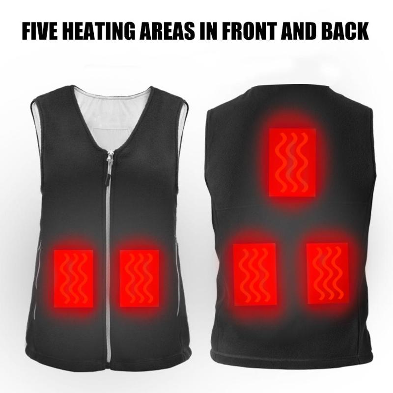 Durable Hiking Vests Portable Delicate Design USB Rechargeable Heated Vest V Neck Winter Heating Waistcoat for Outdoor Camping-ebowsos