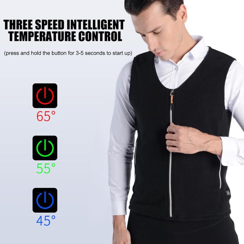 Durable Hiking Vests Portable Delicate Design USB Rechargeable Heated Vest V Neck Winter Heating Waistcoat for Outdoor Camping-ebowsos