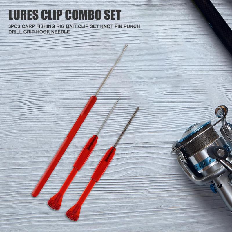 Durable Lures Clip Combo Set Portable 3 in 1 Carp Fishing Rigging Lures Clip Set Bait Grip Hook Crochet Needle Tackle-ebowsos