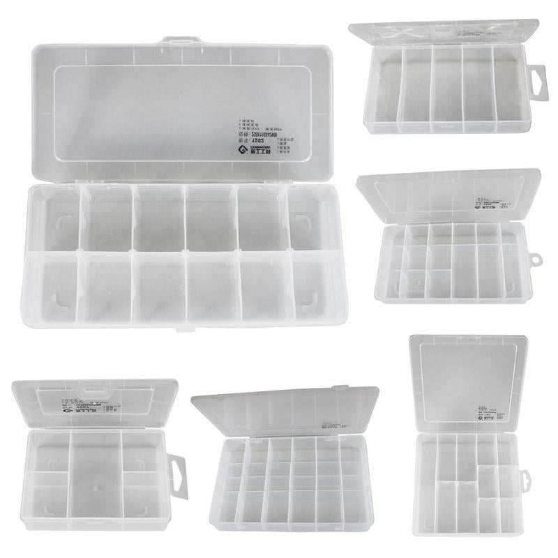 Durable Multi-grid Transparent Component Screw Hardware Tool Storage Box Plastic Case for Bead Rings Jewelry Display Organizer - ebowsos