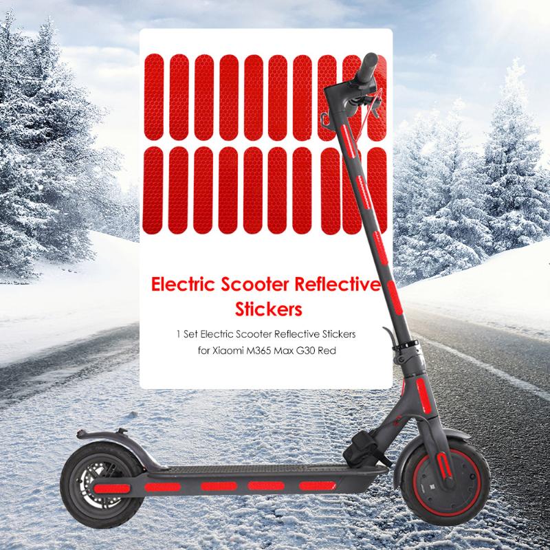 Durable Reflective Stickers Delicate Design 1 Set Electric Scooter Reflective Stickers for Safety Night Riding Scooter Parts-ebowsos