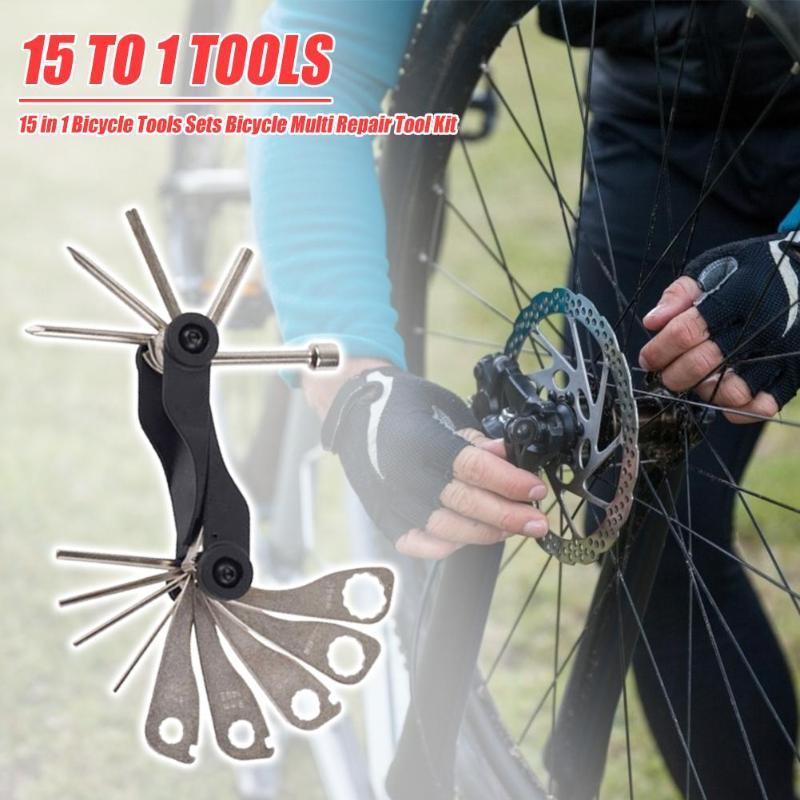 Durable Repair Tools Multi-function 15 in 1 Bike Multi Repair Tool Set Spoke Plum Socket Wrench Hex Key Screwdriver-ebowsos