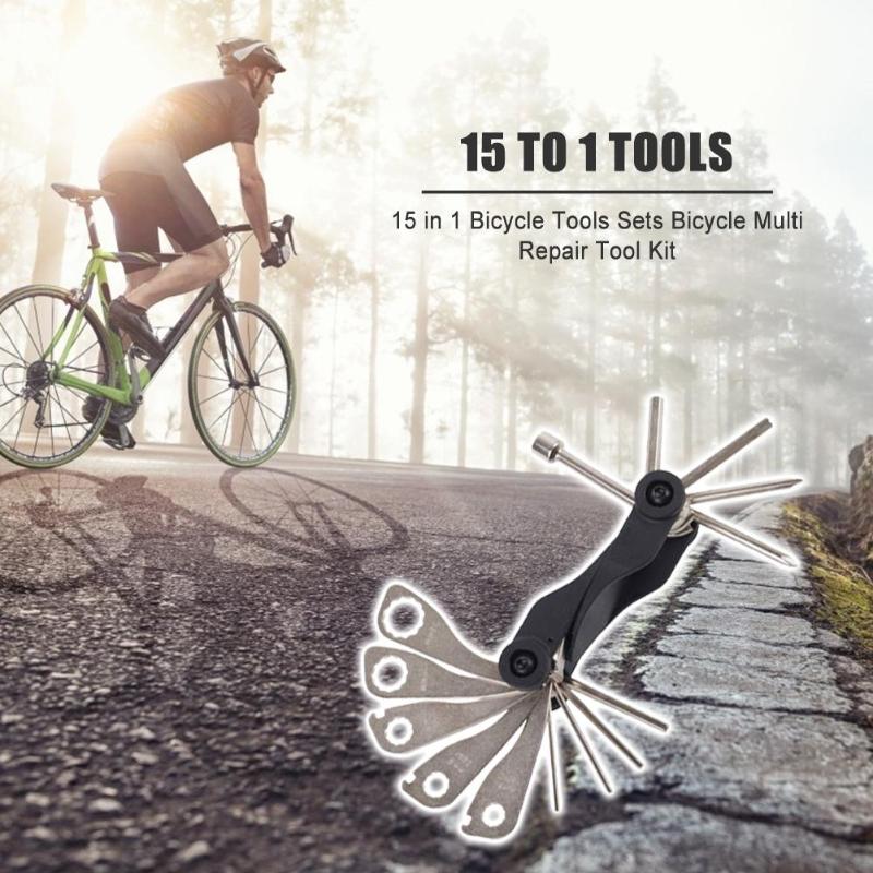 Durable Repair Tools Multi-function 15 in 1 Bike Multi Repair Tool Set Spoke Plum Socket Wrench Hex Key Screwdriver-ebowsos