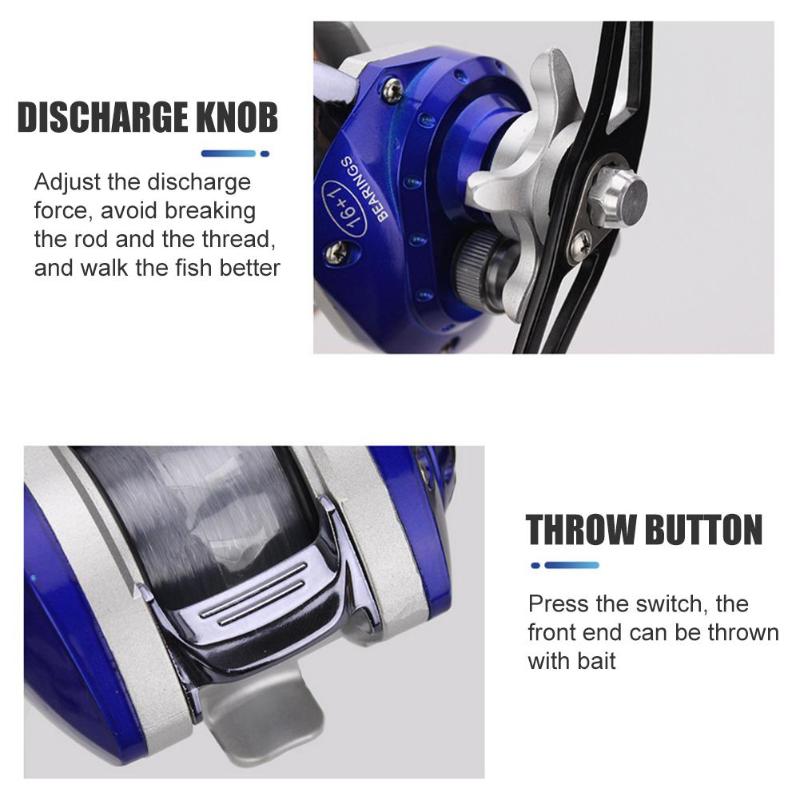 Durable Right Hand Bait Casting Reel with 50m Fishing Line Magnetic Brake Reverse Stop System 6.3:1 Reel Fishing Tackle-ebowsos