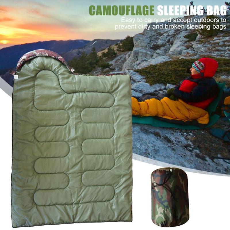 Durable Sleeping Bags Delicate Design Printing Zip Sleeping Bag Outdoor Travel Camping Envelope Sleeping Bags with Cap-ebowsos