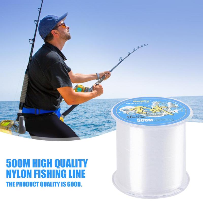 Durable Super Strong 500m Carp Fishing Gears Nylon Fishing Rope Line Pulling Force 7.365kg Subline Invisible White for Outdoor-ebowsos