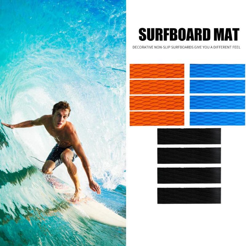 Durable Surfboard Pads Classic Delicate Texture 4pcs EVA Non-slip Surfboard Skimboard Traction Pads Tail Pads Surf Deck Bar-ebowsos