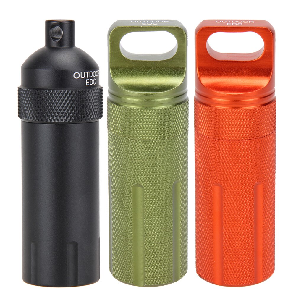 EDC Keychain Waterproof Bottles Emergency First Aid Survival Pill Bottle Camping EDC Tank Box Also for Cigarettes Matches-ebowsos