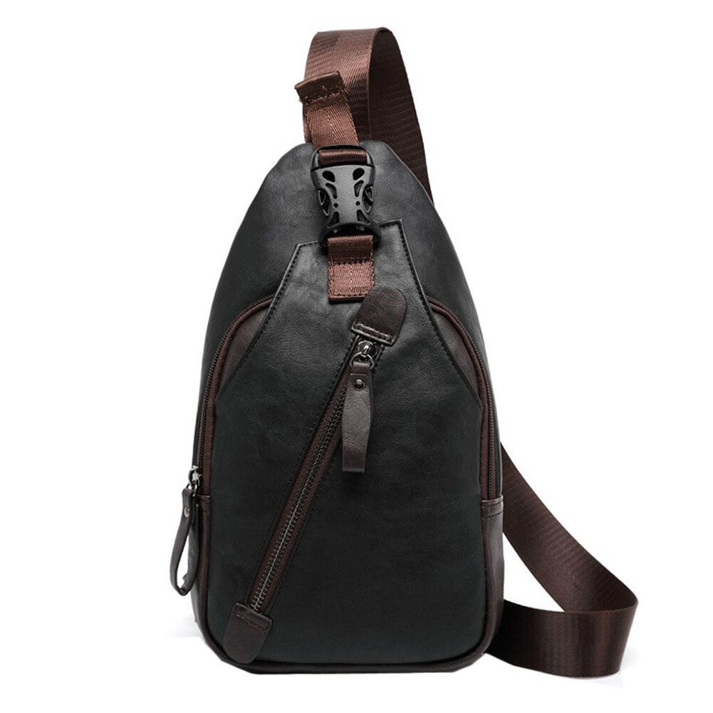 ETONWEAG New Men PU Leather High Quality Travel Cross Body Messenger Shoulder Fashion Casual Sling Pack Chest Bag - ebowsos