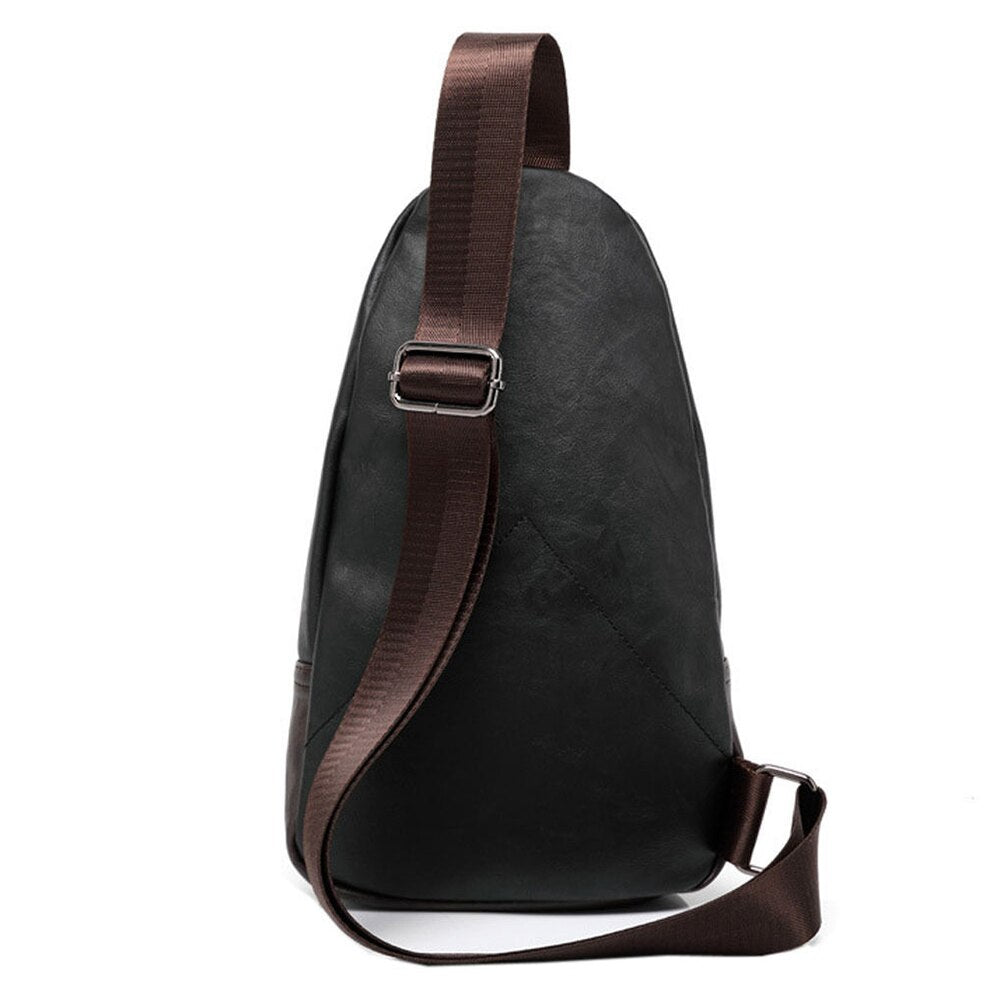 ETONWEAG New Men PU Leather High Quality Travel Cross Body Messenger Shoulder Fashion Casual Sling Pack Chest Bag - ebowsos