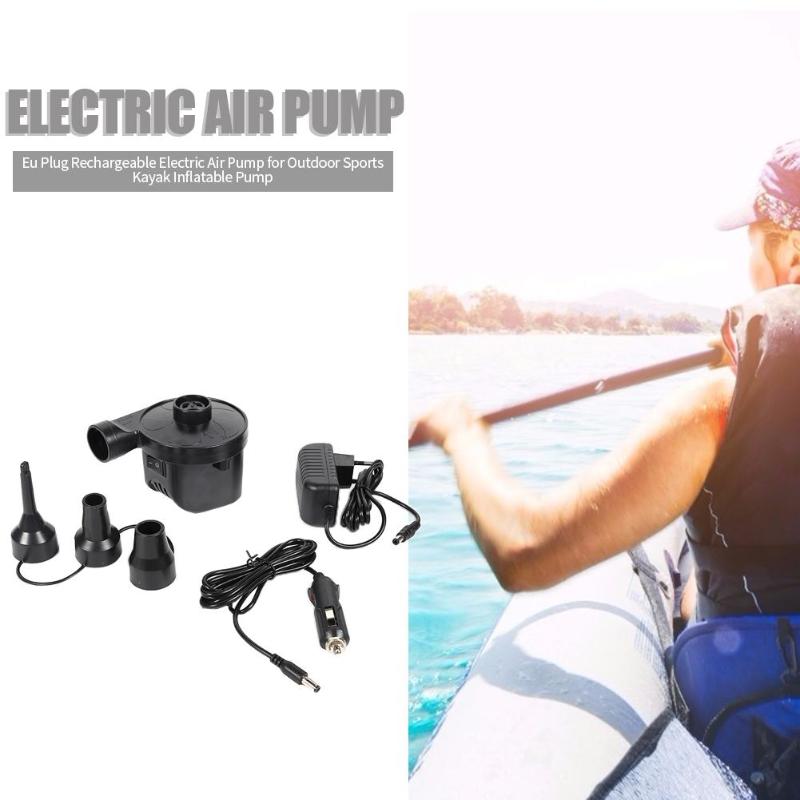 EU Plug Electric Air Pump w/ 3 Jet for Outdoor Camping Inflatables Mattress-ebowsos