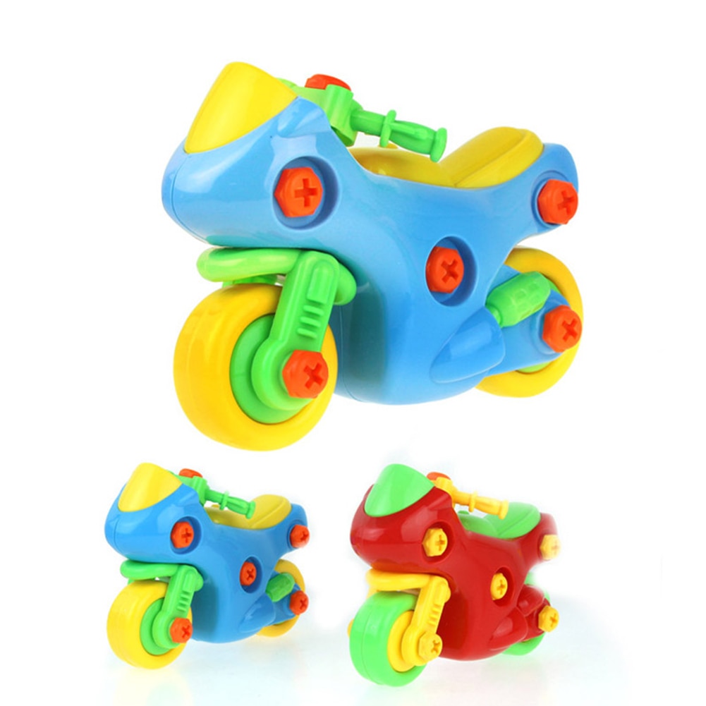 Early Learning Education DIY Block Screw Nut Group Installed Plastic 3D Assemble Disassembly Multi Motorcycle Style Toy for Kid-ebowsos