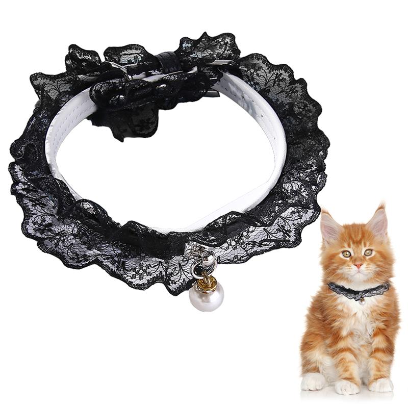 Elegant Pet Collar Lovely Adjustable Rhinestone Lace Decor Pet Necklace Collar For Small Dogs Cats Pet Supplies Party Dress Up-ebowsos