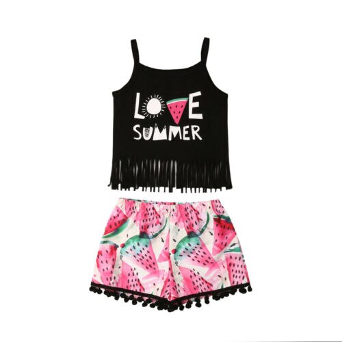 Baby Girl Holiday Beach Clothes Summer Girls Sunsuit Tanks Crop Top Vest T Shirt Shorts Pants Outfit Clothing Set - ebowsos