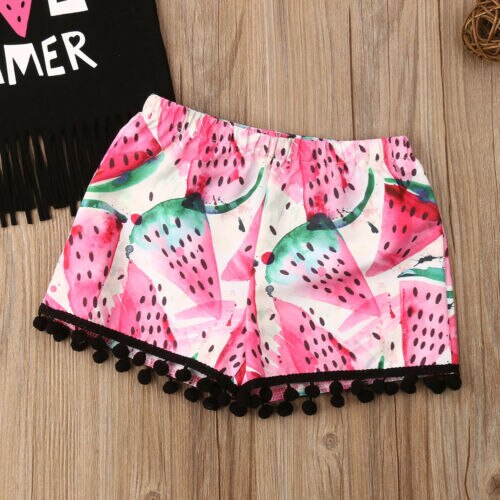 Baby Girl Holiday Beach Clothes Summer Girls Sunsuit Tanks Crop Top Vest T Shirt Shorts Pants Outfit Clothing Set - ebowsos