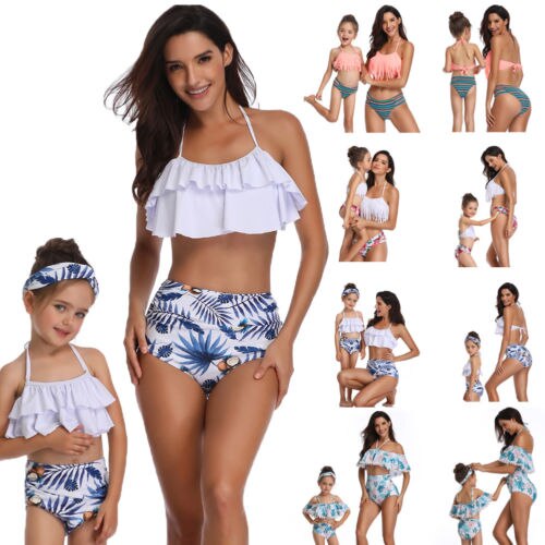 Family Matching Swimwear Mother Daughter Taseel Bikini Bathing Suit Swimsuit - ebowsos