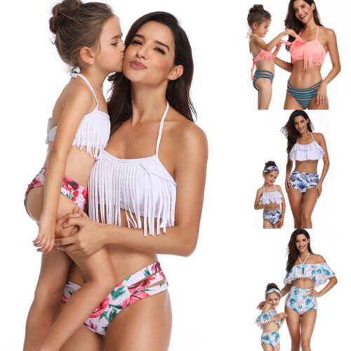 Family Matching Swimwear Mother Daughter Taseel Bikini Bathing Suit Swimsuit - ebowsos