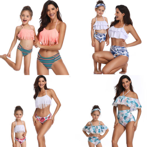 Family Matching Swimwear Mother Daughter Taseel Bikini Bathing Suit Swimsuit - ebowsos