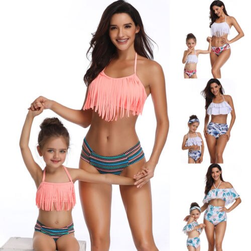 Family Matching Swimwear Mother Daughter Taseel Bikini Bathing Suit Swimsuit - ebowsos